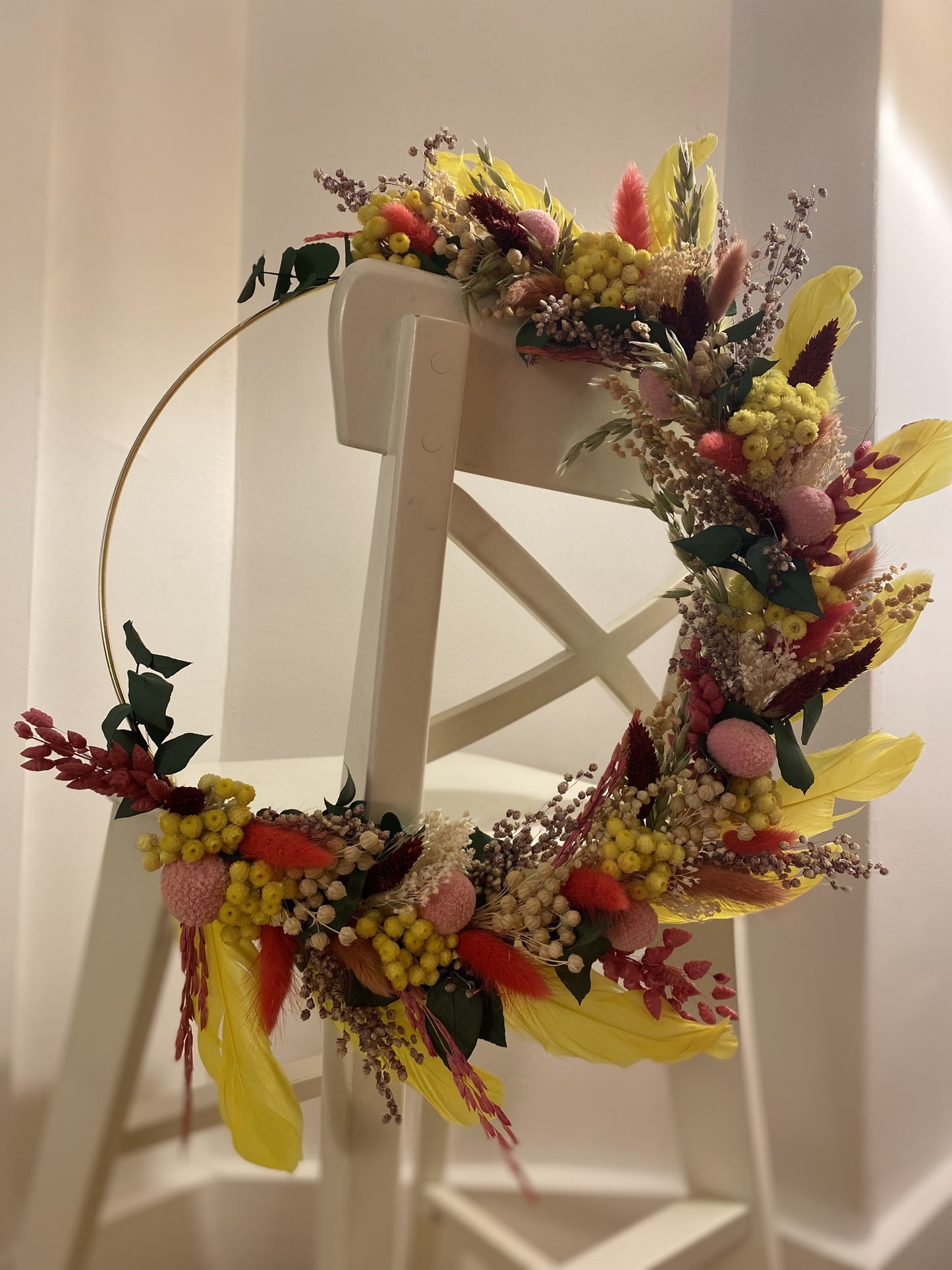 Couronne Moyen Modèle Fleurs & Plumes | Multicolore _ Les Mains dans les Fleurs