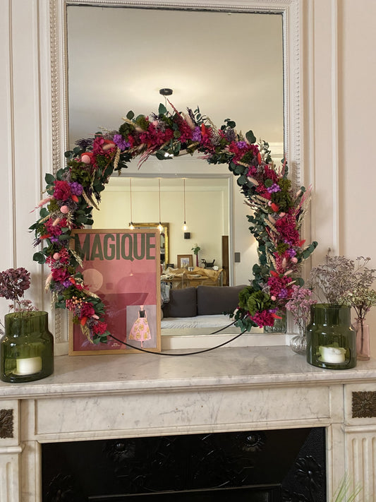 Couronne XXL Violet | Rose | Vert _ Les Mains dans les Fleurs