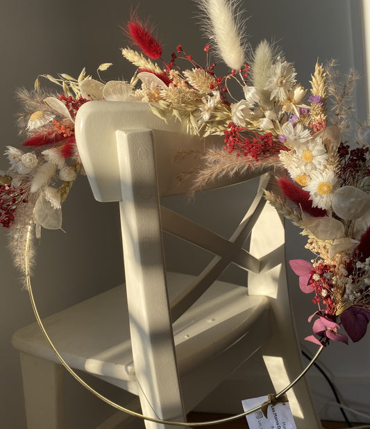 Couronne Moyen Modèle Naturel | Bordeaux  | Blanc _ Les Mains dans les Fleurs