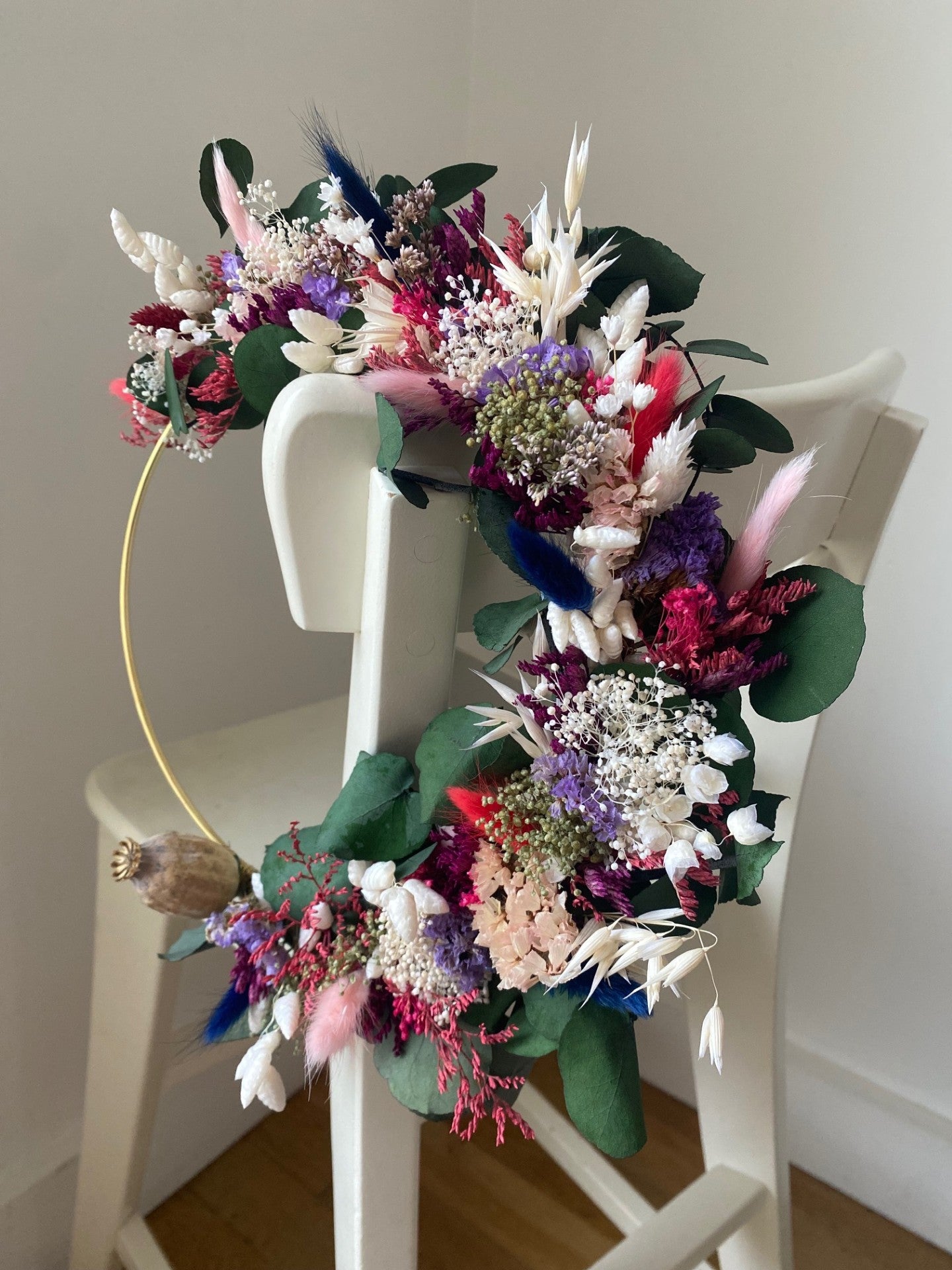 Couronne Petit Modèle Rose | Blanc | Violet | Bleu | Eucalyptus vert _ Les Mains dans les Fleurs