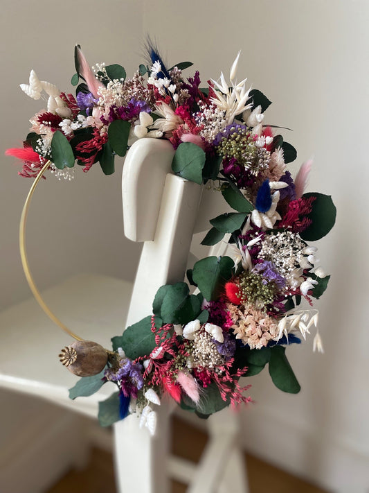 Couronne Petit Modèle Rose | Blanc | Violet | Bleu | Eucalyptus vert _ Les Mains dans les Fleurs