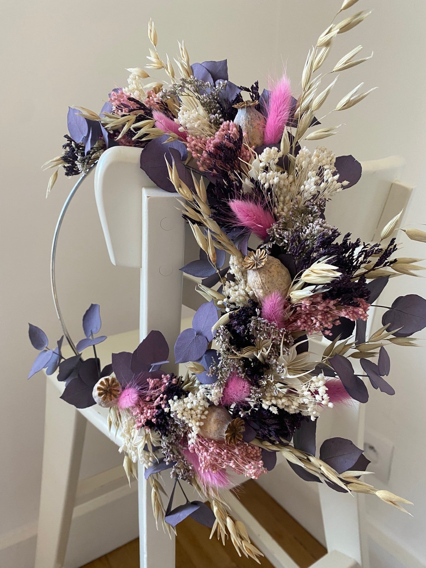 Couronne Petit Modèle Eucalyptus violet | Blanc | Rose | Mauve | Violet _ Les Mains dans les Fleurs