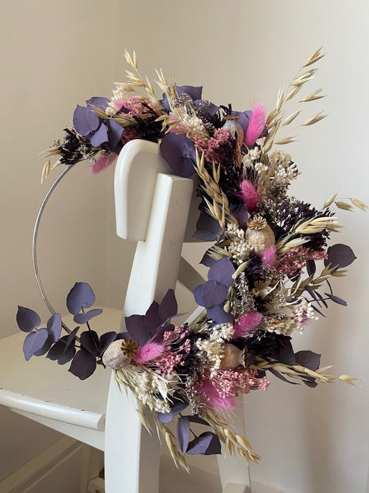 Couronne Petit Modèle Eucalyptus violet | Blanc | Rose | Mauve | Violet _ Les Mains dans les Fleurs