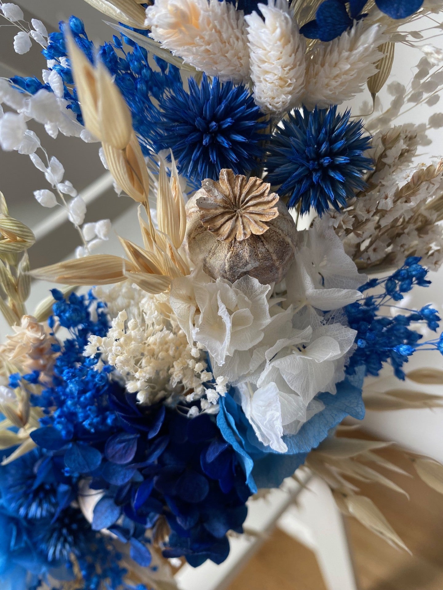 Couronne Moyen Modèle Naturel | Blanc | Bleu _ Les Mains dans les Fleurs