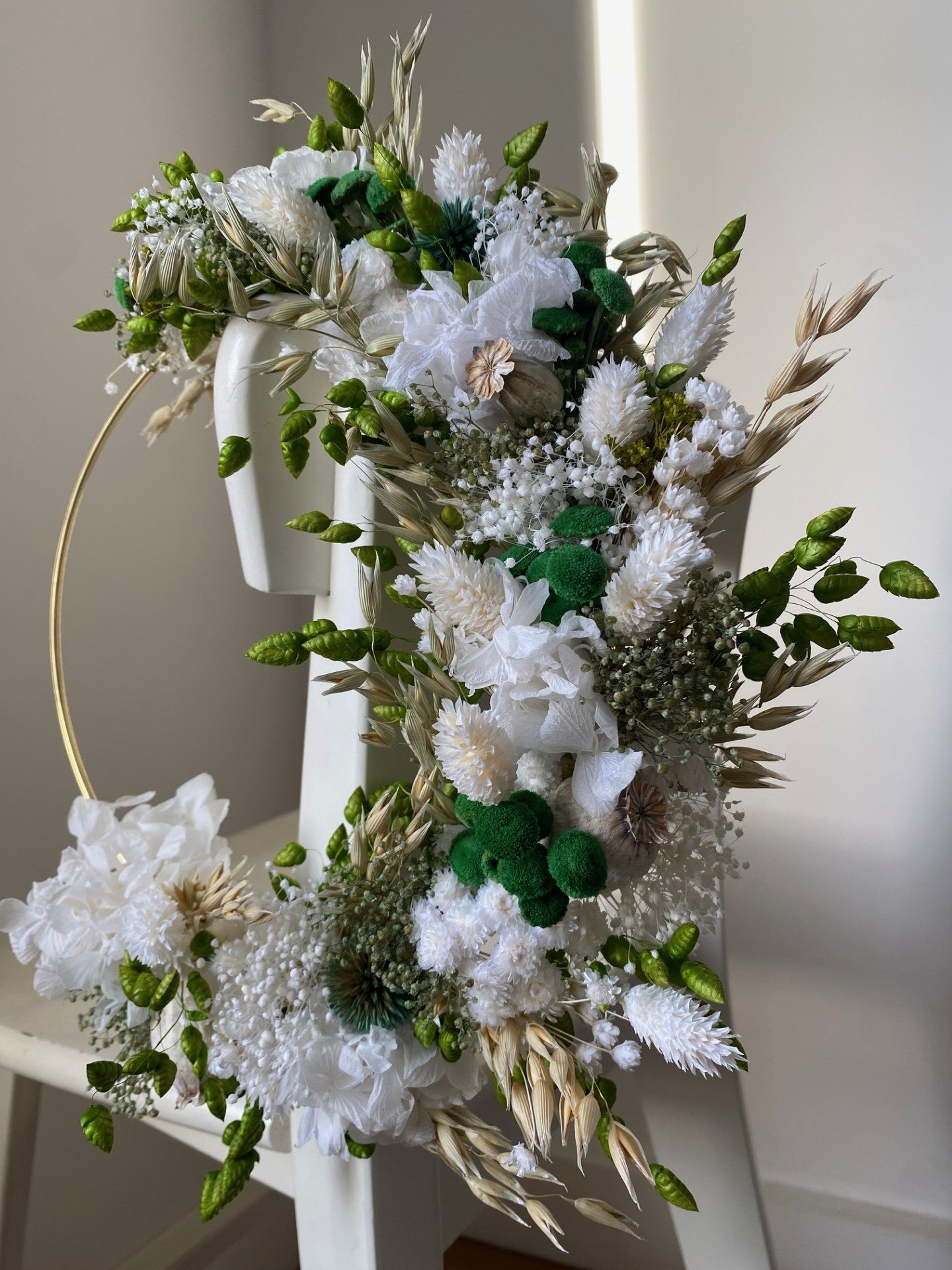 Couronne Moyen Modèle Vert | Blanc _ Les Mains dans les Fleurs
