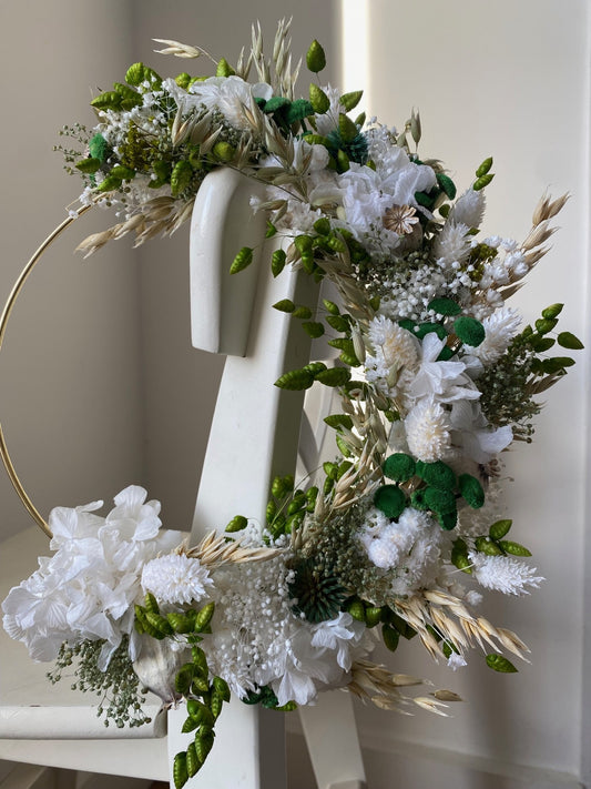 Couronne Moyen Modèle Vert | Blanc _ Les Mains dans les Fleurs