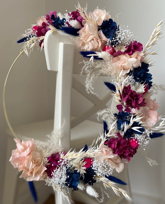 Couronne Moyen Modèle Fuschia | Rose pâle | Marine | Blanc _ Les Mains dans les Fleurs