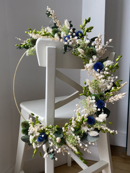 Couronne Moyen Modèle Vert | Blanc | Bleu _ Les Mains dans les Fleurs