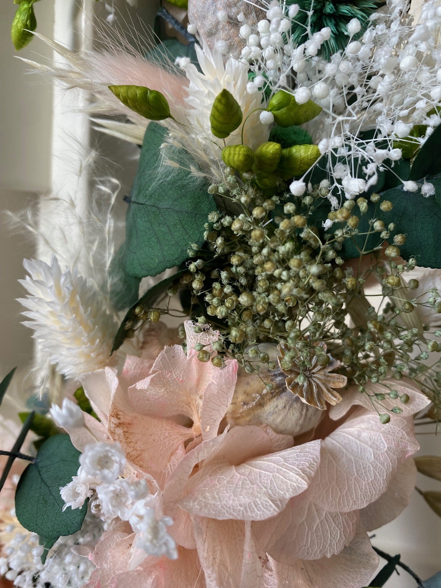 Couronne Moyen Modèle Vert | Rose pâle | Blanc _ Les Mains dans les Fleurs