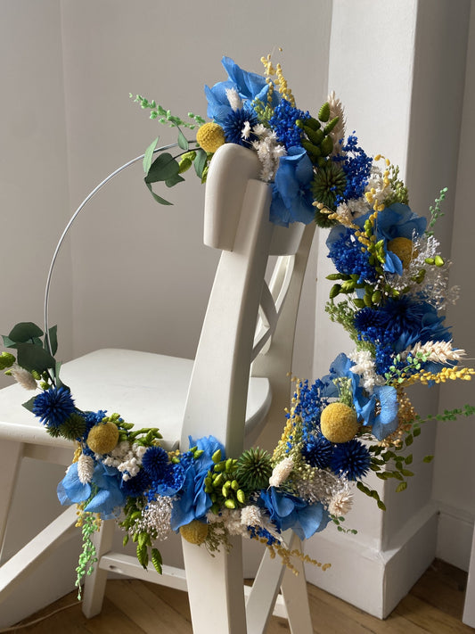 Couronne Moyen Modèle Bleu | Vert | Blanc | Jaune _ Les Mains dans les Fleurs
