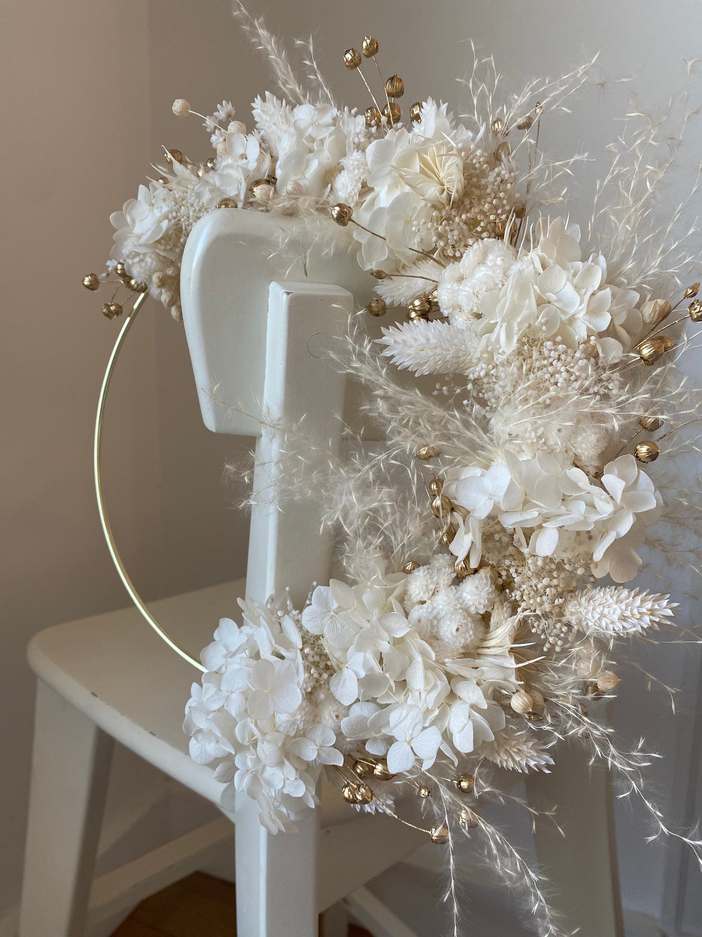 Couronne Petit Modèle Blanc | Or _ Les Mains dans les Fleurs