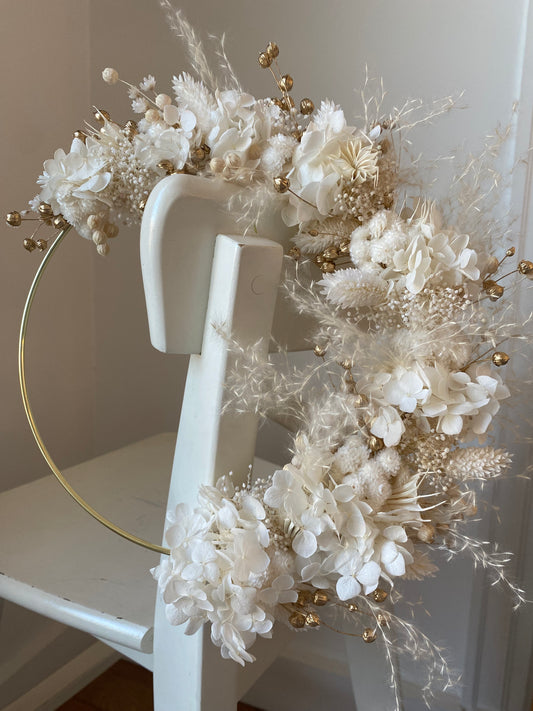 Couronne Petit Modèle Blanc | Or _ Les Mains dans les Fleurs