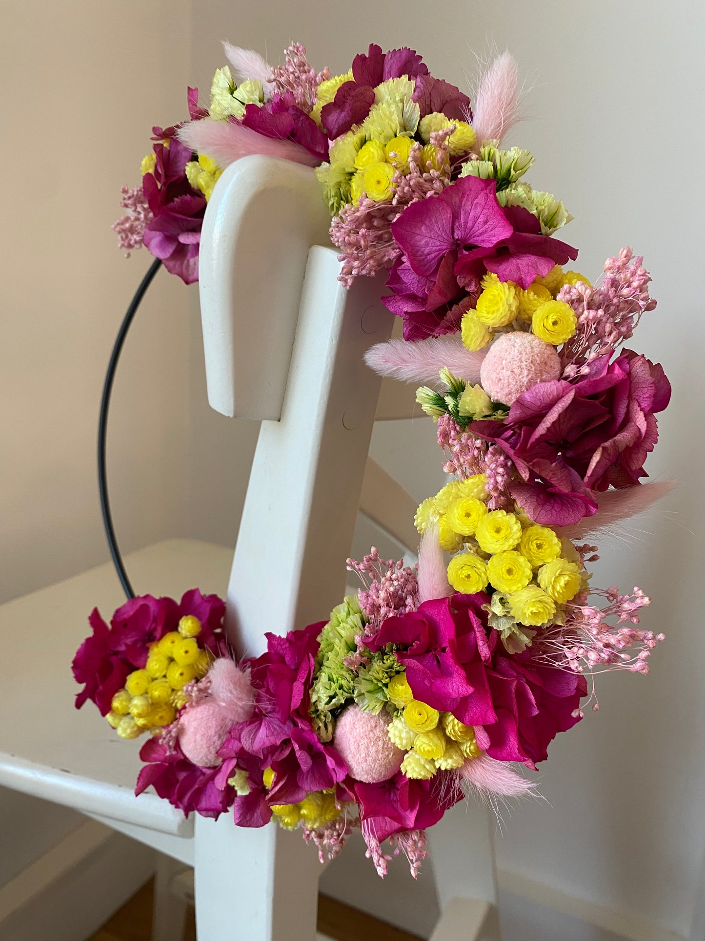 Couronne Petit Modèle Fuschia | Jaune _ Les Mains dans les Fleurs
