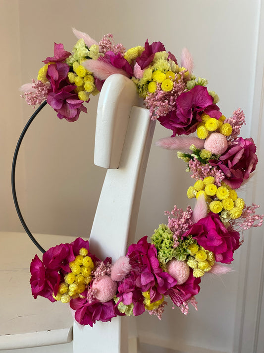 Couronne Petit Modèle Fuschia | Jaune _ Les Mains dans les Fleurs