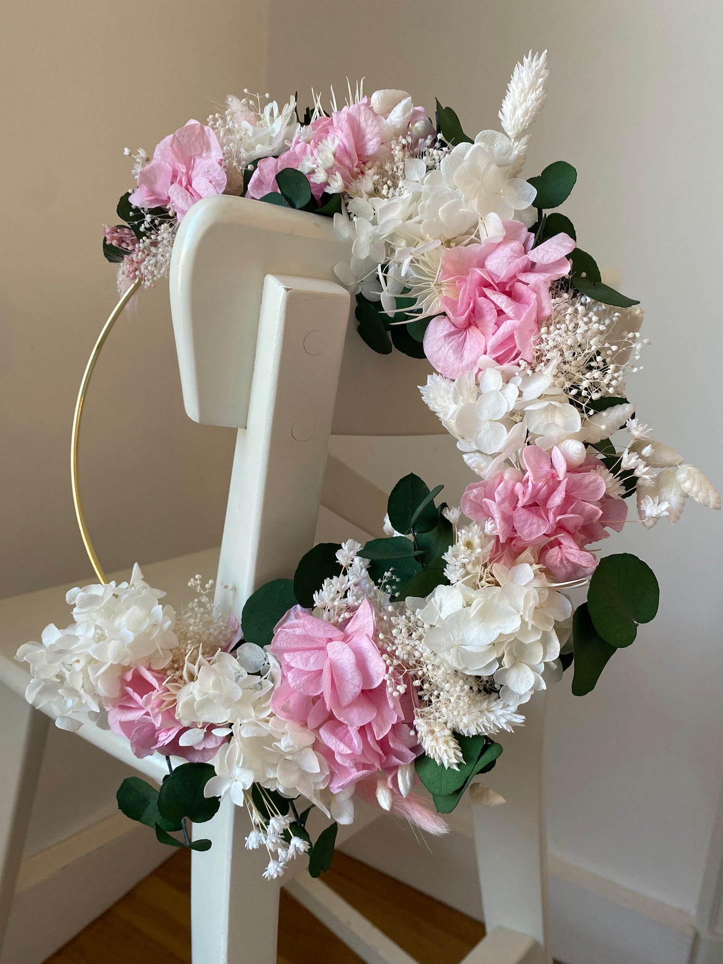 Couronne Petit Modèle Rose | Blanc | Vert _ Les Mains dans les Fleurs