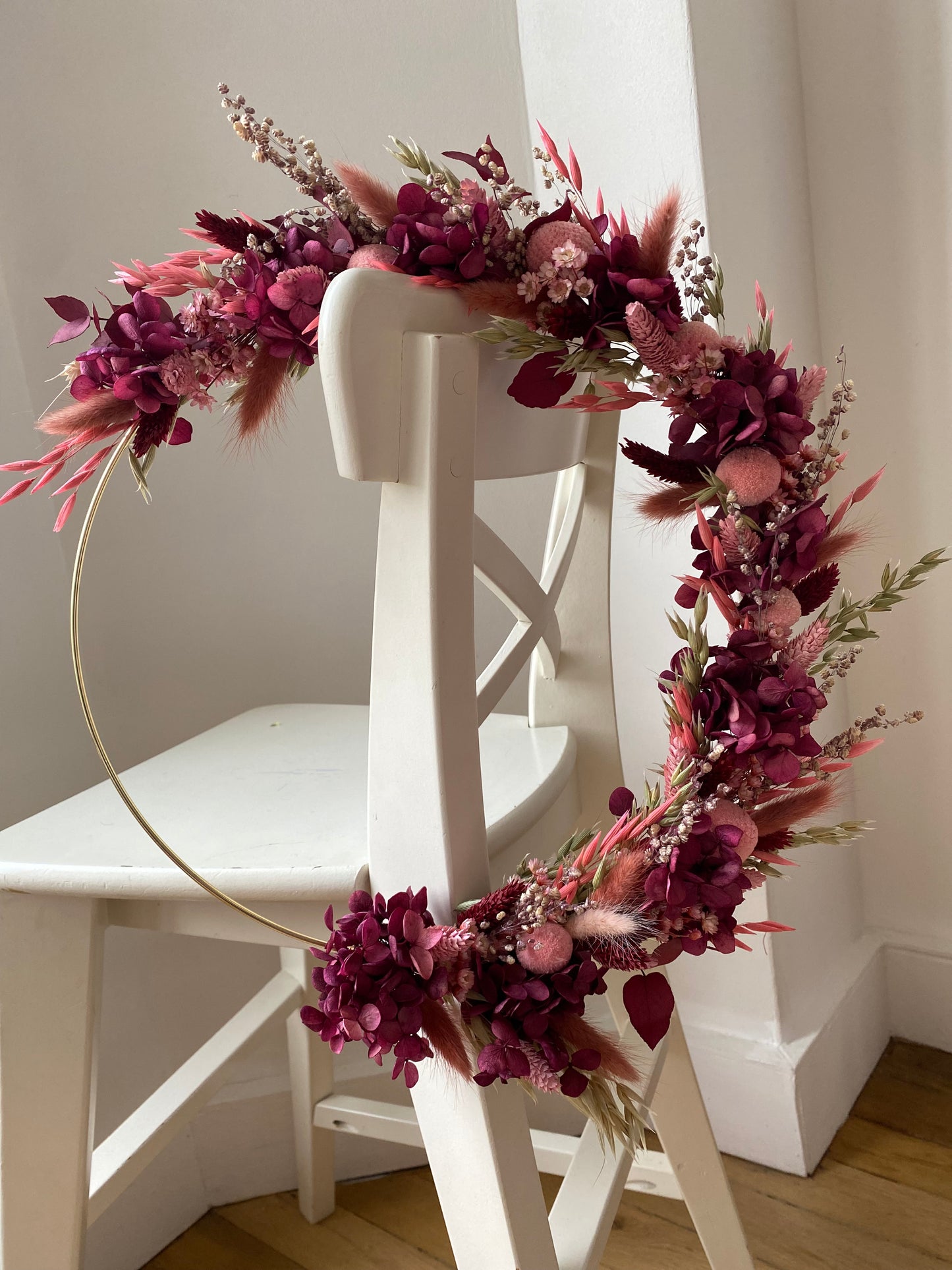 Couronne Moyen Modèle Rose | Bordeaux | Naturel _ Les Mains dans les Fleurs