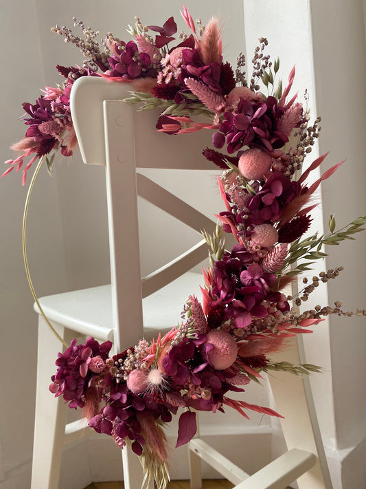 Couronne Moyen Modèle Rose | Bordeaux | Naturel _ Les Mains dans les Fleurs